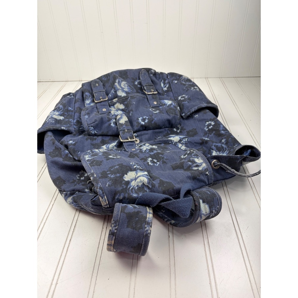 Aรฉropostale Blue Denim Floral Canvas Travel Laptop Backpack - Picture 8 of 12